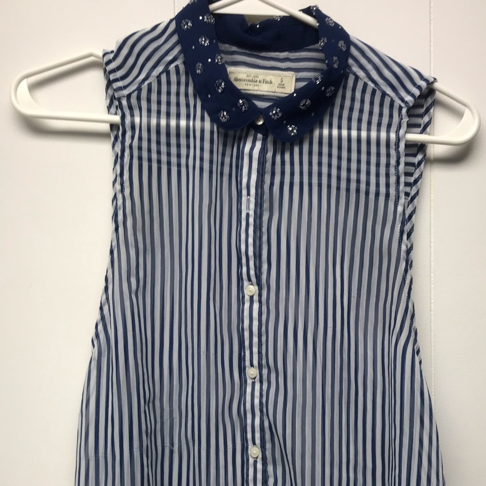 A&F striped sleeveless button down